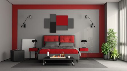 Textures, motifs et couleur rouge dans la conception des chambres